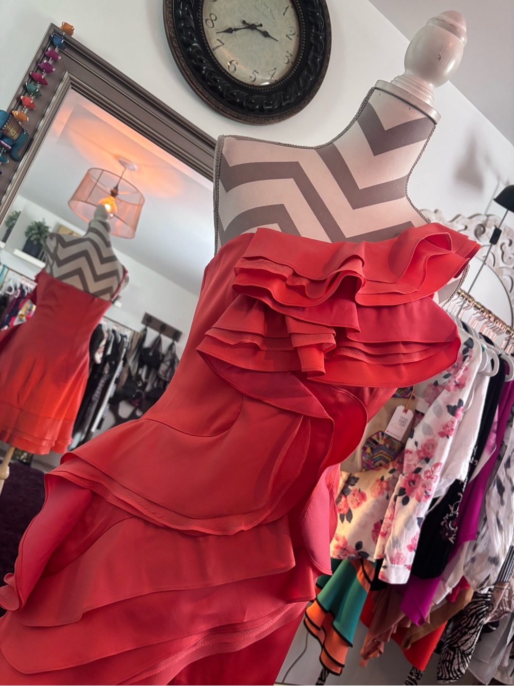 BCBGMaxAzria Ruffled Coral Cocktail Dress❤️ NWT